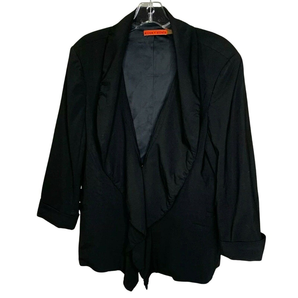 Alice +‎ Olivia Women's Blazer Black Wool Ruffled Career Zip Boho  Size M $450